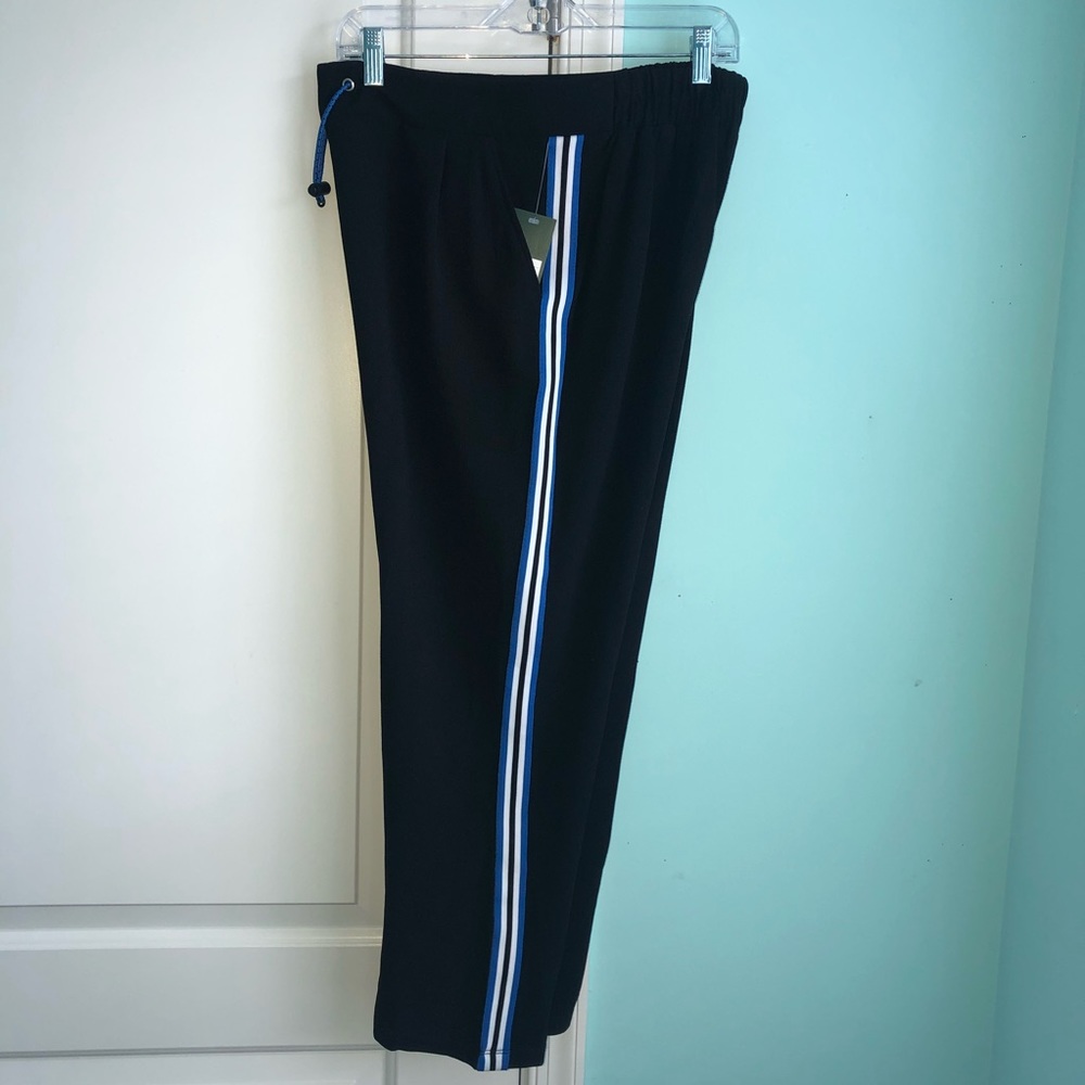 Wild Fable black, blue & white pinstriped joggers.